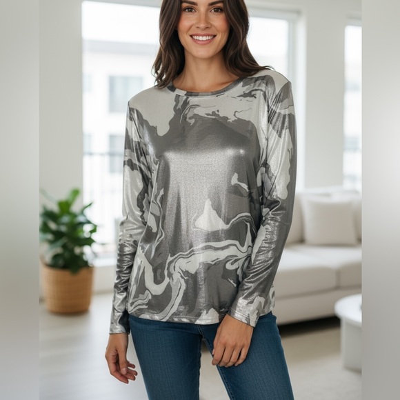 RACHEL Rachel Roy | Marble Mesh Top NWT - Picture 1 of 11